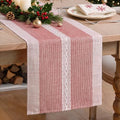 Red Braided Striped Rustic Chenille Table Runner 13x36 Inch Christmas Decor
