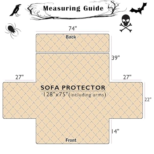 Grey Halloween Sofa Cover for Festive Home Decorations, Slipcover & Furniture Protector