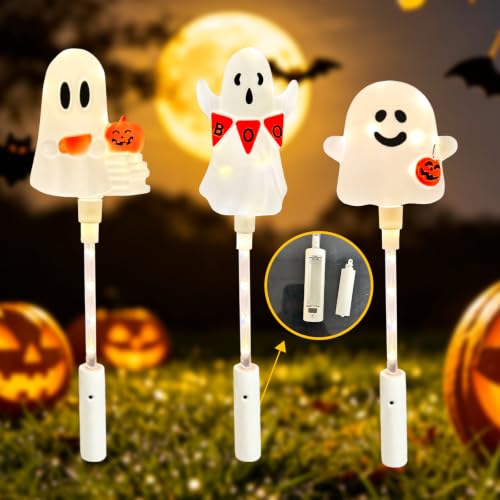 Halloween Ghost Handheld Decoration Lights 3 Pack - Ghosts with Pumpkins Variation