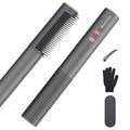 Hair Straightener Brush, Hair Straightener Comb with 5 Temp Settings, Dual Voltage, Anti-Scald, 20s Fast Heating, Ceramic Hot Comb Straightener Straightening Brush for Women, Grey