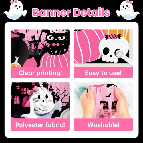 Pink Halloween Birthday Decorations Party Supplies Kit - Ghost & Pumpkin Theme
