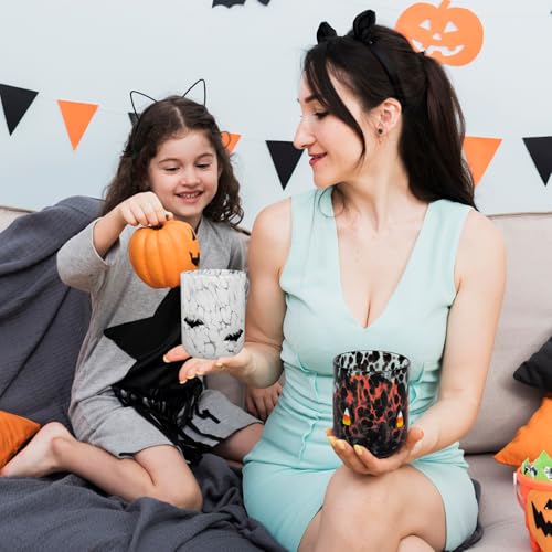 Halloween Glass Cups Set - 16 oz Bat & Candy Corn Design, 2-Pack
