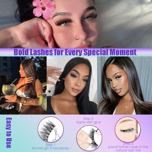 Fluff Cat Eye E-20MM 20 Pairs Mink False Eyelashes Thick Wispy Full Glam
