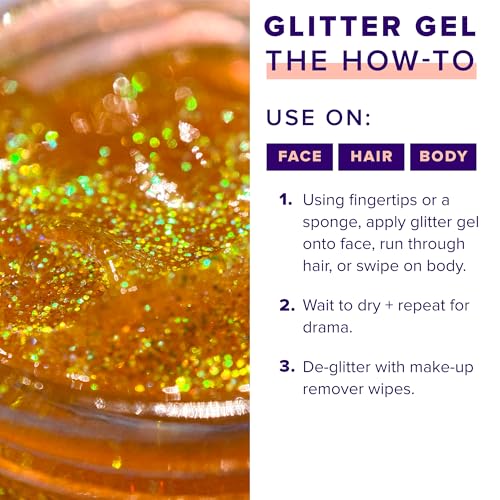Unicorn Snot Holographic Body & Face Glitter Gel - Fire Variation, 1.7 oz