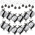 Hoolerry 12-Pack Black & White Peppermint Glass Christmas Ornaments - Candy Theme