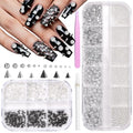 S2 Punk Nail Charms Kit - Black Silver Spike & Caviar Beads for Gothic Nails