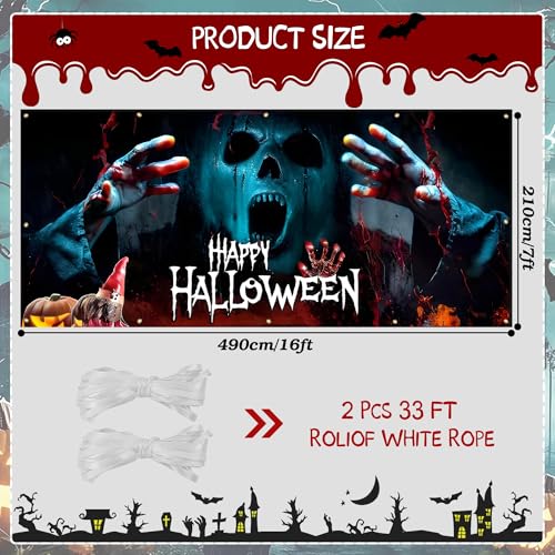 Halloween Garage Door Cover Banner - Skeleton, 7x16 ft Halloween Decorations
