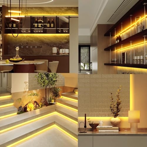 Warm White LED Strip Lights 12V 50ft Dimmable Kit - 600 Inches with Remote & Power Supply