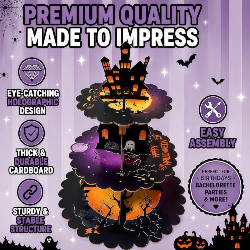 Halloween 3-Tier Cupcake Stand Haunted House Party Decor