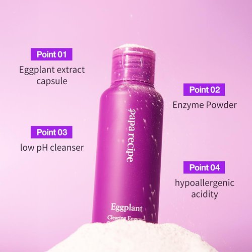 Papa Recipe Eggplant Enzyme Cleansing Powder - Gentle Exfoliating Face Wash for Balanced Skin | 1.7oz/50g