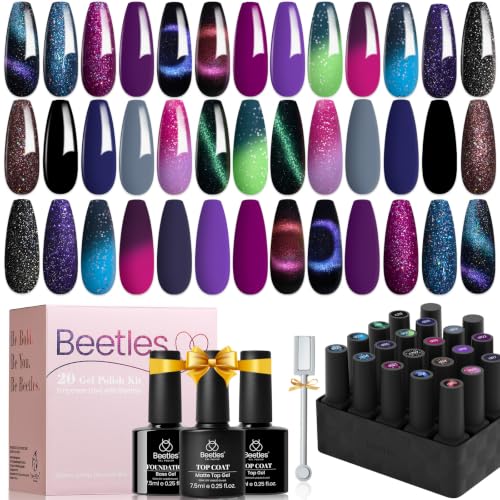 Beetles Cat Eye Gel Polish Set 24Pcs - 20 Colors Cosmic Mirage Variation