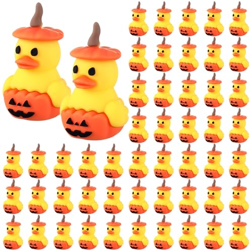 50 Pcs Halloween Pumpkin Rubber Ducks - Festive Decoration & Gift Set
