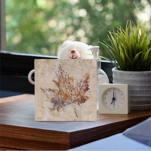 Fall Maple Leaf Wooden Desk Sign - Rustic Autumn Decor for Home & Office