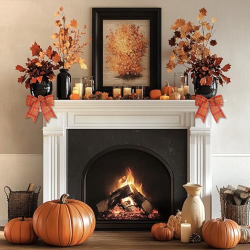 Orange Fall Bows for Halloween & Thanksgiving Tree Decorations 6 Inch - 12 Pcs