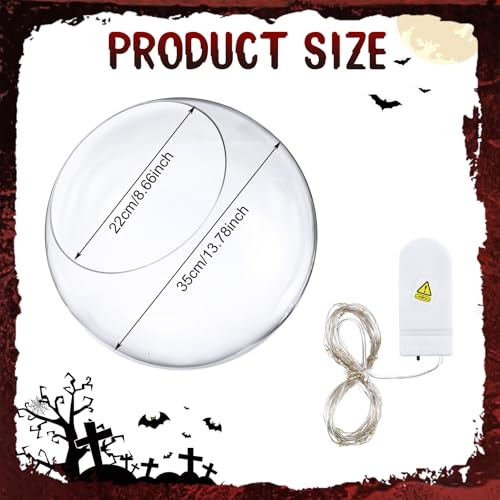 14 Inch Clear Acrylic Globe Decoration with Blue Light String for Halloween