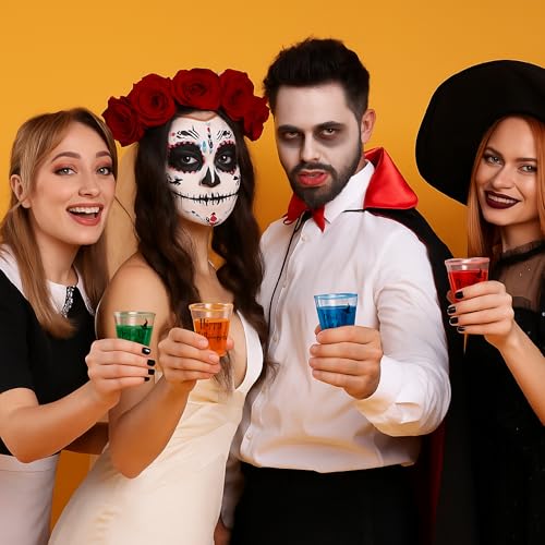 Halloween Shot Glasses Set of 100 - Spooky Plastic Drinkware for Party Decorations