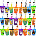 24 Pack Color Changing Halloween Cups with Lids & Straws - Kids & Adults, 16 oz