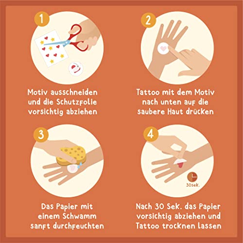 Kids Temporary Tattoos Dinos Theme - 120 Skin-Friendly, Dermatologically Tested & Made in Germany
