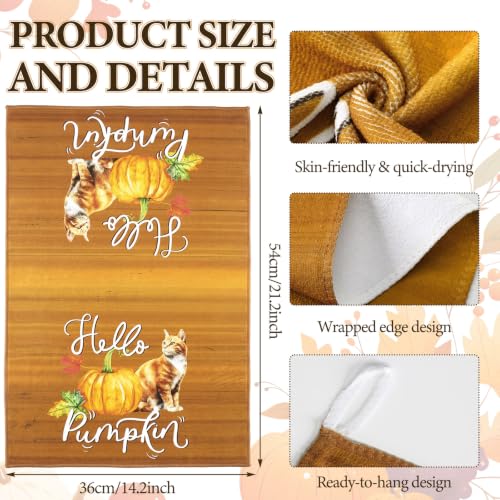 Fall Pumpkin Cat Oven Mitts & Kitchen Towel Set - Variation of Pumpkin Cat