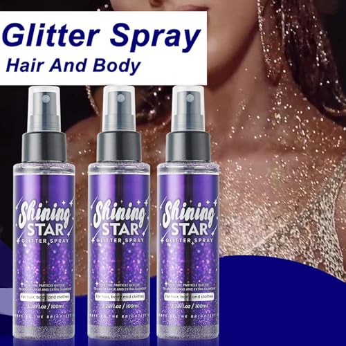 Purple Body Glitter Spray - Sparkling Hair & Body Shimmer for Mardi Gras & Festivals