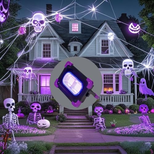 Solar Rechargeable Black Light 2 Pack - UV LED Flood Lights for Party & Decor