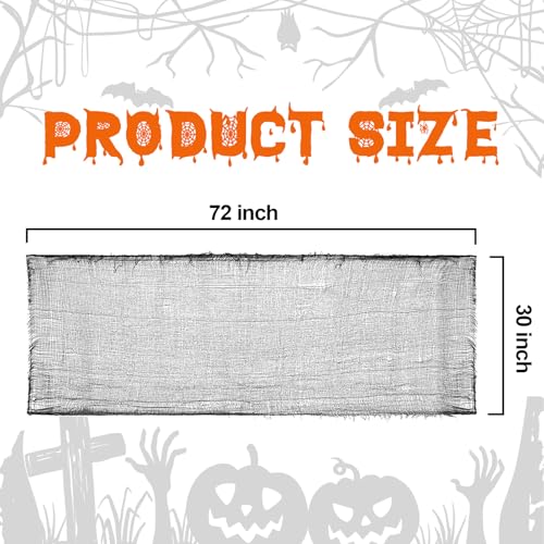 Halloween Creepy Cloth - Black 6 Pack, Spooky Fabric for Haunted House Decor, Indoor & Outdoor Use 30x72 inch