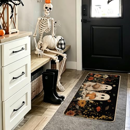 Halloween Ghost Doormat 17x36 Inch Indoor Outdoor Welcome Mat - Two Ghosts Variation