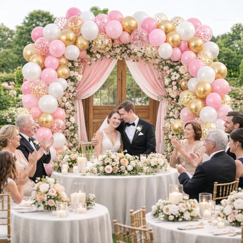 Pink White Birthday Party Balloons Set - 60 Count 12 Inch Latex Decor