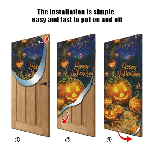 Halloween Door Cover 35x79in Stretch Fabric Porch Decoration - Pack of 1