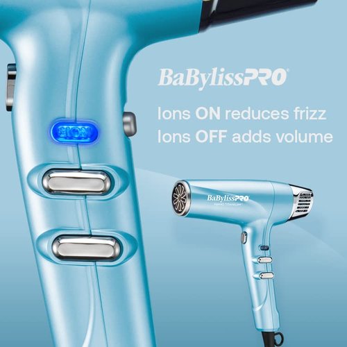 BabylissPRO Nano Titanium Hair Dryer - Professional 1875-Watt Ionic Blow Dryer for Faster, Frizz-Free Drying
