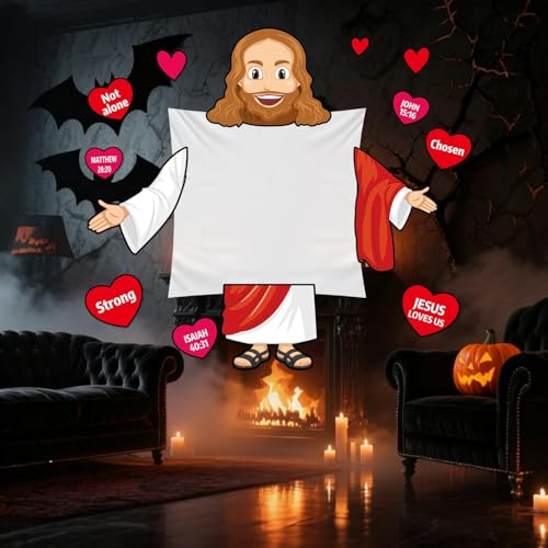 Religious Car Trunk Decorations Kit for Halloween - Jesus Backdrop & Scripture Cards