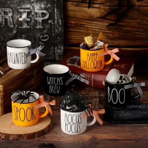 Halloween Mini Coffee Mug Set - 6 Decorated Ceramic Cups for Fall Home & Kitchen