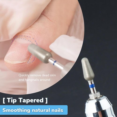 QUNZHAO 2Pcs Diamond Nail Drill Bits Carbide Conical Micro Cuticle Remover Bit for Under Nail Dead Skin Cleaning Cuticle Remove Nail Art Design Manicure(03 set)