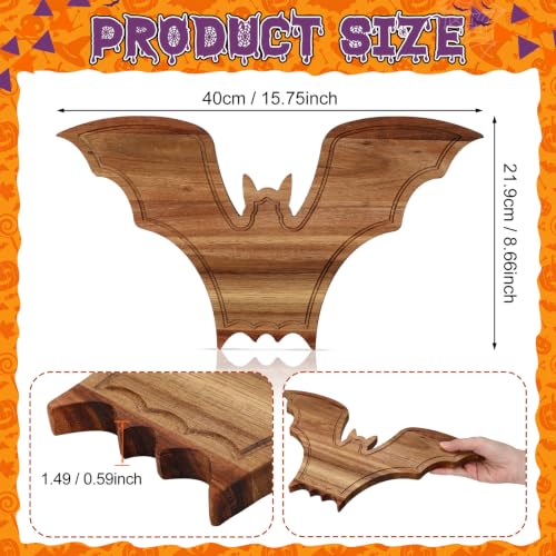 Umigy Bat Halloween Charcuterie Board - Acacia Wood Tray with Handle