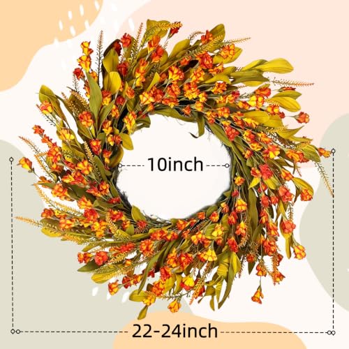 Fall Orange Wreath - 24-Inch Handmade Fall Harvest Farmhouse Decor - Variation of THIS listing