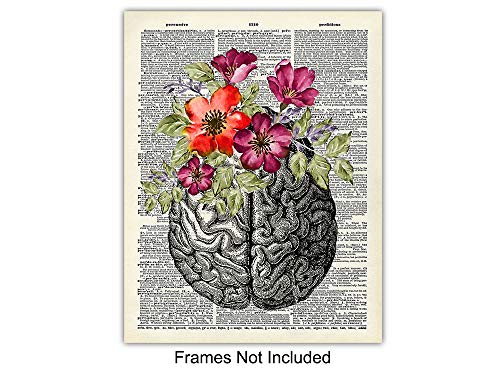 Human Anatomy Wall Art Prints Set - 8x10 Unframed Medical Decor for Office & Home - Skull Brain Lungs Kidneys Liver - Shabby Chic Gift for Doctors & Nurses