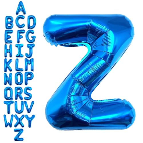 Blue Letter Z Balloon - 40 Inch Foil Alphabet DIY Party Decoration - Variation of Letter Blue Z