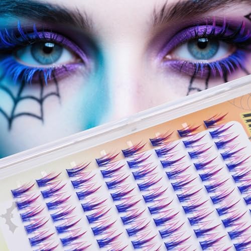 Pink Purple Gradient False Eyelash Clusters 12mm for Eye Makeup & Cosplay - 128 PCS