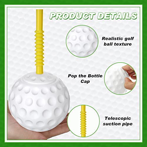 12 Pieces Golf Ball-Shaped Cups with Lids & Straws - 14 oz Party Drinkware - Variation of 12