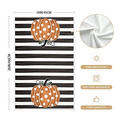 Fall Kitchen Towels Set of 2 - Orange Polka Dot Pumpkin Decor - Rustic Variation
