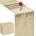 Champagne Sequin Table Runner 12x72 Inches for Wedding & Party Decor - 10 Pack