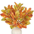 Artificial Fall Oak Leaf Branches - 5 Pcs Autumn Decor Stems in Orange - 18 Inches