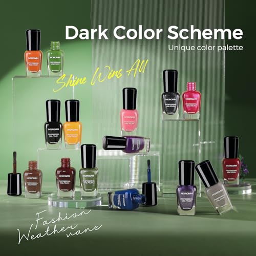 Dark Nail Polish Set with Glitter & Matte Shades - Ashen Forest Variation