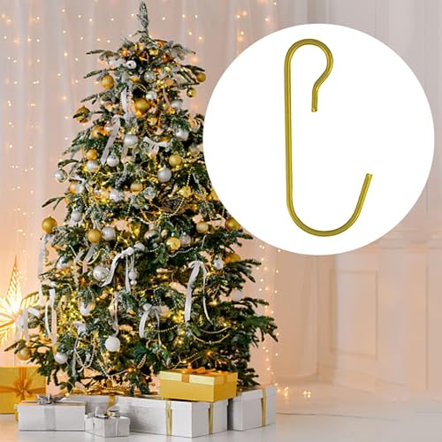 Gold Christmas Ornament Hooks - Bendable Metal Stocking & Tree Hangers (100 Pack)