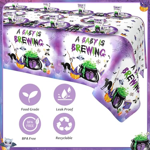 Halloween Baby Shower Party Plate and Tableware Set - 194 Pieces, Purple Theme