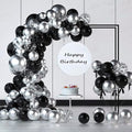 Black and Silver Balloon Garland Arch Kit with Latex Balloons & Accessories - Silver Variation