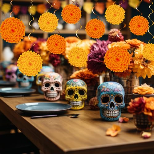 Marigold Flower Decorations for Diwali & Day of The Dead - 36 Pcs Set