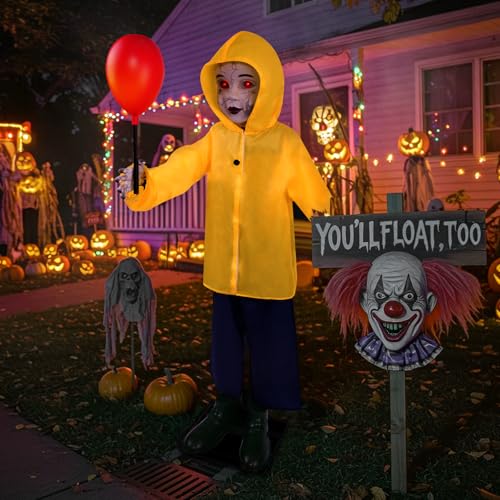 4 Ft Life Size Halloween Animatronics Prop with Sound & Touch - Yellow Variation