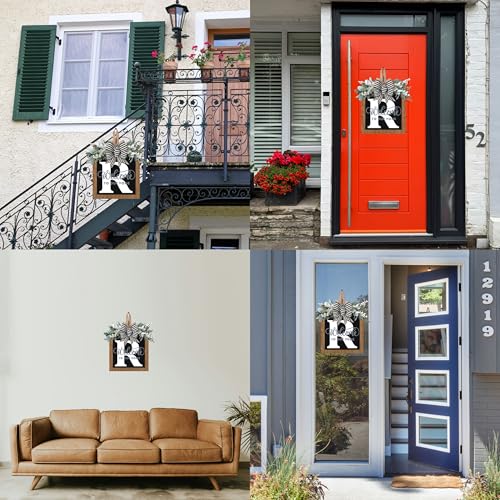 All Year Round Front Door Wreath with Last Name Sign - Farmhouse Porch Decor - Variation R