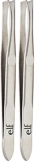 e.l.f., Slant Tweezer, Professional Quality Stainless Steel, Provides a Strong Grip, Removes Hairs Accurately, Shapes, Defines, Easy To Use, Ergonomically-Designed (Pack of 2)
